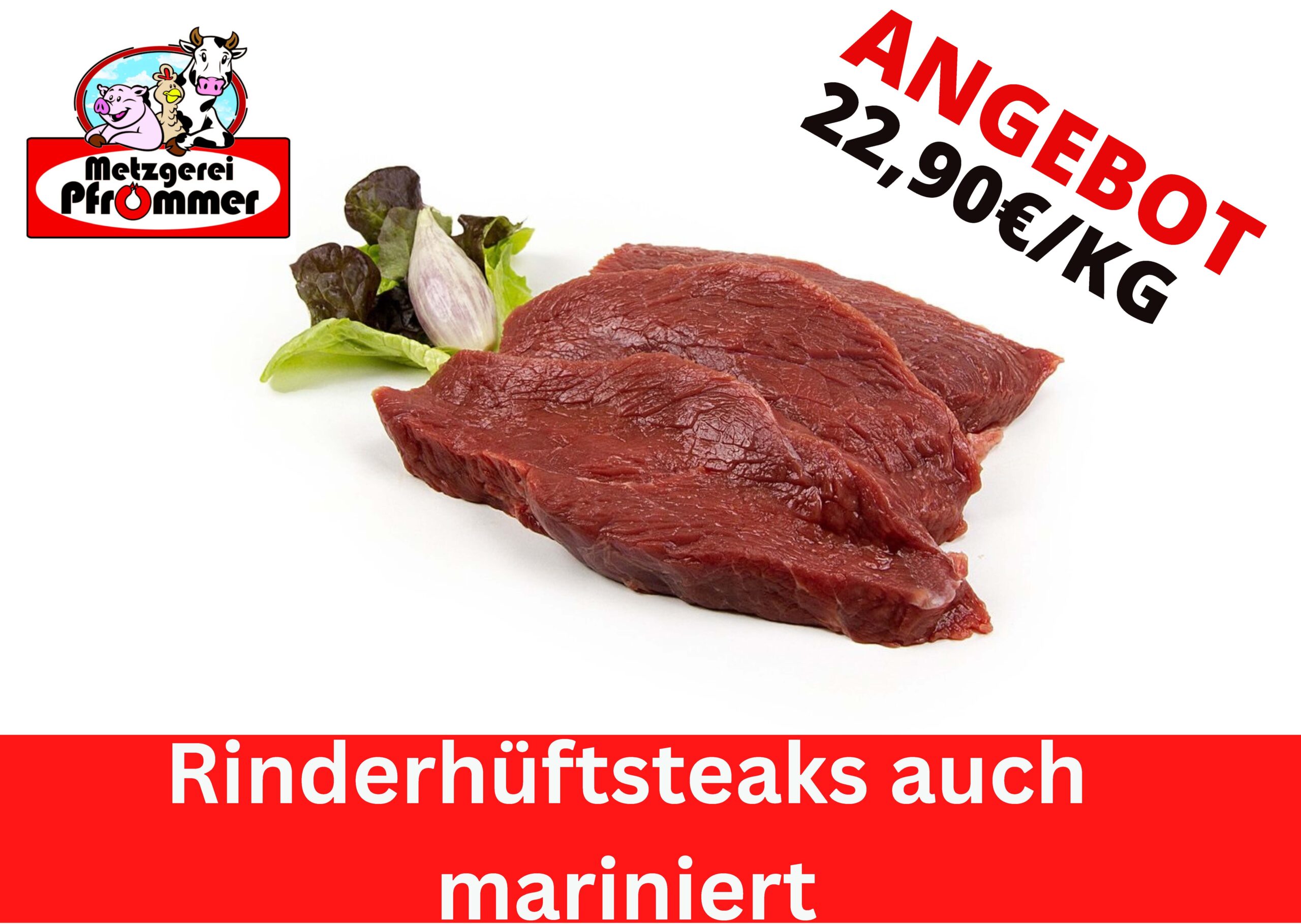 Rinderhüftsteaks auch mariniert