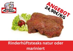Wochenangebote Rinderhüftsteaks natur oder mariniert