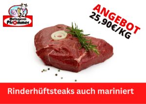 Wochenangebote Rinderhüftsteaks auch mariniert